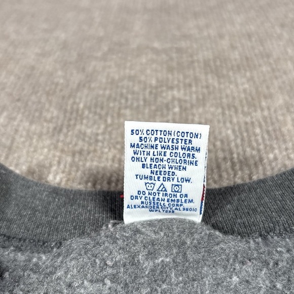 Vintage Russell Sweatshirt Mens XL Crewneck Gray Fleece Blank Distressed 90s - Picture 9 of 11